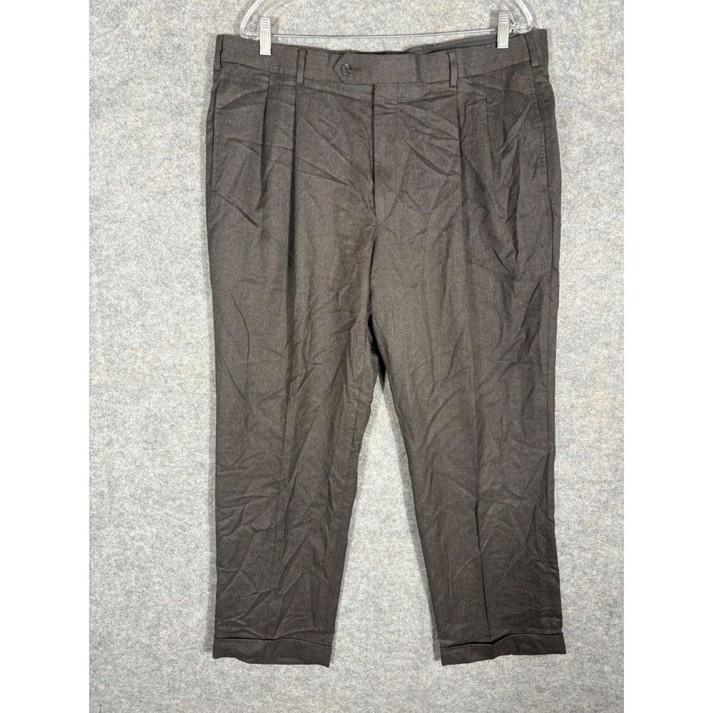 Jos A Bank Mens‎ Charcoal Grey Pleated Dress Pants Size 38x32  Wool Blend